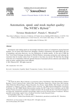 Automation, speed, and stock market quality The NYSE`s Hybrid