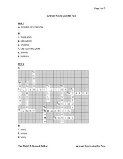 Top Notch 2, Second Edition Answer Key to Just for Fun Answer Key
