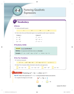 Factoring Quadratic Expressions