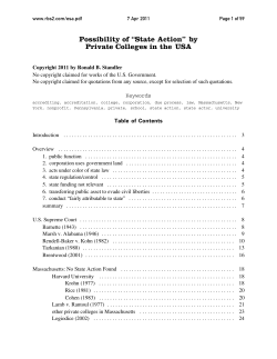 Possibility of &ldquo;State Action&rdquo; by Private Colleges in the USA