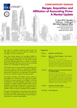 Merger, Acquisition and Affiliation of Accounting Firms: A Market