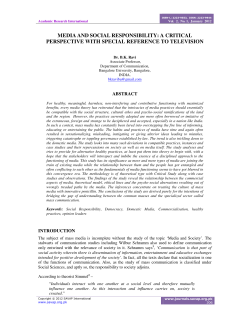 media and social responsibility: a critical perspective with special