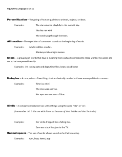 Figurative Language Notes Personification &ndash; The giving of human