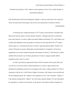 Seeking Common Ground: Elizabeth Cady Stanton`s Techn&eacute; in Her