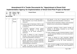 Amendment-VI in Tender Documents for &ldquo;Appointment of