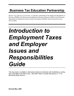 Introduction to Employment Taxes and Employer Issues and
