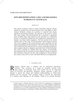 NON-DISCRIMINATION LAwS AND RELIgIOUS SChOOLS