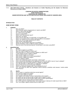 CSA Staff Notice: 55-316 - Questions and Answers on Insider