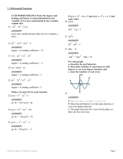 CCSS PERSEVERANCE State the degree and leading coefficient of
