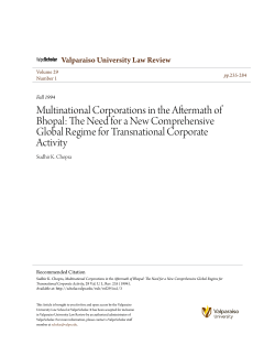 Multinational Corporations in the Aftermath of Bhopal