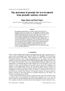 The derivation of prosody for text-to