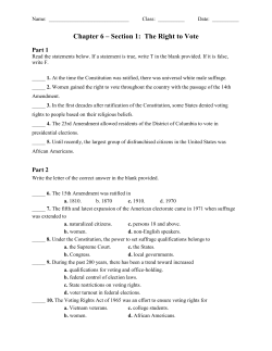 Chapter 6 &ndash; Section 1: The Right to Vote