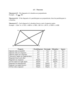 6.5 – Theorems Theorem 6.15 – The diagonals of a rhombus are