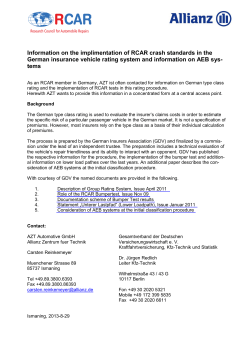 RCAR crash standards in the German insurance vehicle rating system