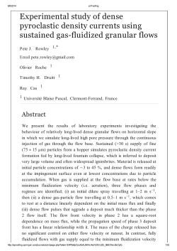 Experimental study of dense pyroclastic density currents using