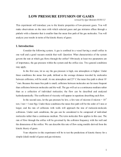 LOW PRESSURE EFFUSION OF GASES