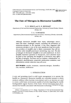 The Fate of Nitrogen in Bioreactor Landfills (2290k PDF)
