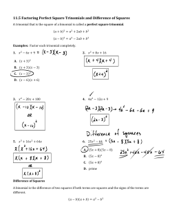 11.5 Factoring Perfect Square Trinomials and Difference of Squares