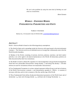 world – universe model fundamental parameters and units