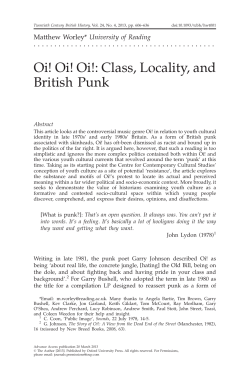 Oi! Oi! Oi!: Class, Locality, and British Punk