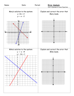 Name: Date: Period: Error Analysis Mary`s solution to the system: y
