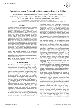 Adaptation to Natural Fast Speech and Time - (DDL), Lyon