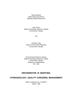 groundwater in manitoba: hydrogeology, quality concerns