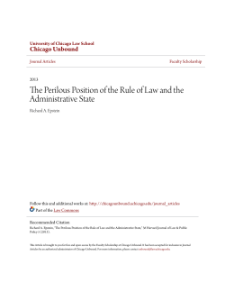 The Perilous Position of the Rule of Law and the Administrative State