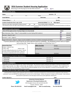 Summer 2016 Housing Application - University of Central Arkansas