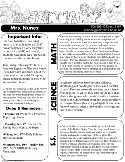 Mrs. Nunez January Newsletter