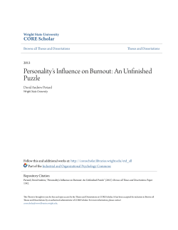 Personality`s Influence on Burnout: An Unfinished Puzzle