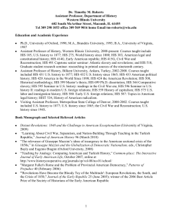 Dr. Timothy M. Roberts Assistant Professor, Department of History