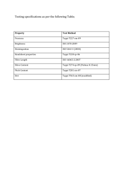 Testing specifications as per the following Table