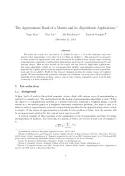 The Approximate Rank of a Matrix and its Algorithmic Applications