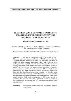 electrodialysis of ammonium sulfate solutions: experimental study