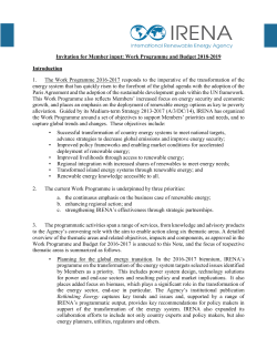 Invitation for Member input: Work Programme and Budget 2018