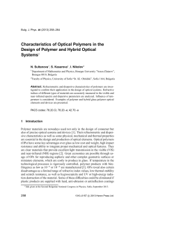Characteristics of Optical Polymers in the Design of Polymer and