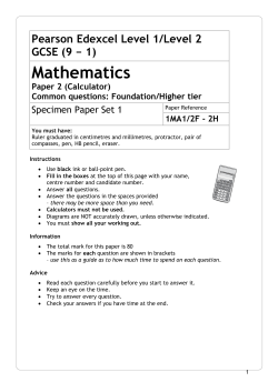 Specimen Paper Set 1 Common Questions