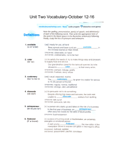 Unit Two Vocabulary-October 12-16
