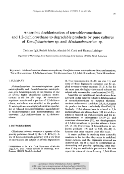 Anaerobic dechlorination of tetrachloromethane and 1,2