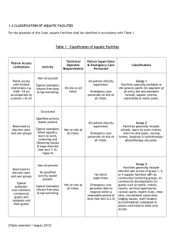 1.2 CLASSIFICATION OF AQUATIC FACILITIES Table 1