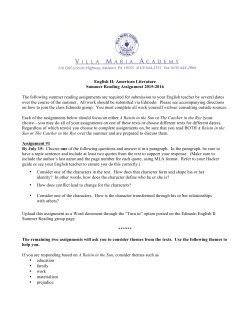 American Literature Summer Reading Assignment 2015