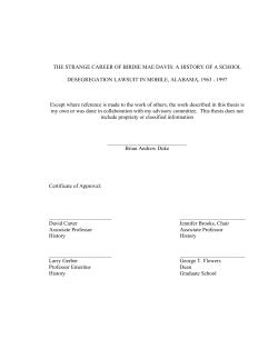 THE STRANGE CAREER OF BIRDIE MAE DAVIS: A HISTORY OF A