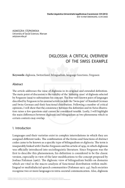 DIGLOSSIA: A CRITICAL OVERVIEW OF THE SWISS EXAMPLE