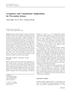 Acceptance and Commitment: Implications for Prevention Science