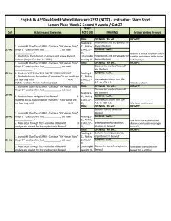 English IV AP/Dual Credit World Literature 2332 (NCTC)