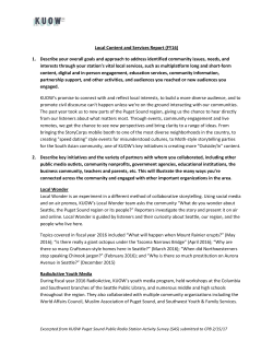 Local Content and Services Report (FY16) 1. Describe your overall