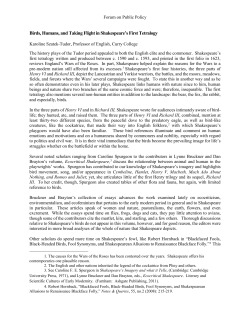 Birds, Humans, and Taking Flight in Shakespeare`s First Tetralogy