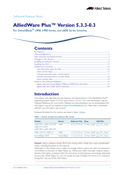 Software Release Note AlliedWare Plus Version 5.3.3-0.3