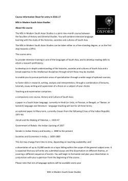 Modern South Asian Studies MSt